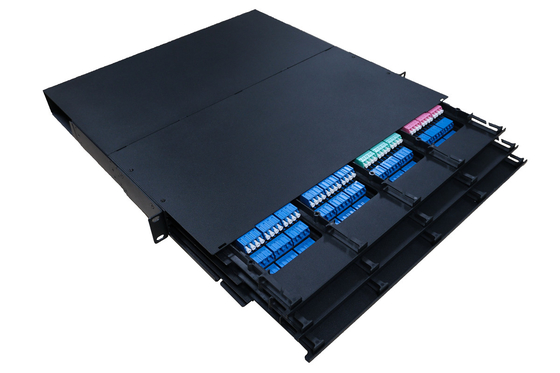 1U 96C MPO MTP LC Fiber optik Patch Panel Tekli Mod OM3 OM4